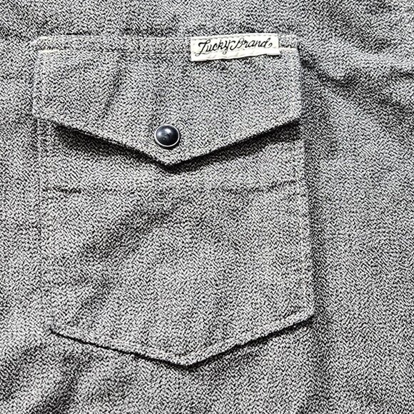 Lucky Brand Shirt Mens XXL Grey Speckle Western Pearl Snap Streetwear Rodeo Y2K - Picture 12 of 14